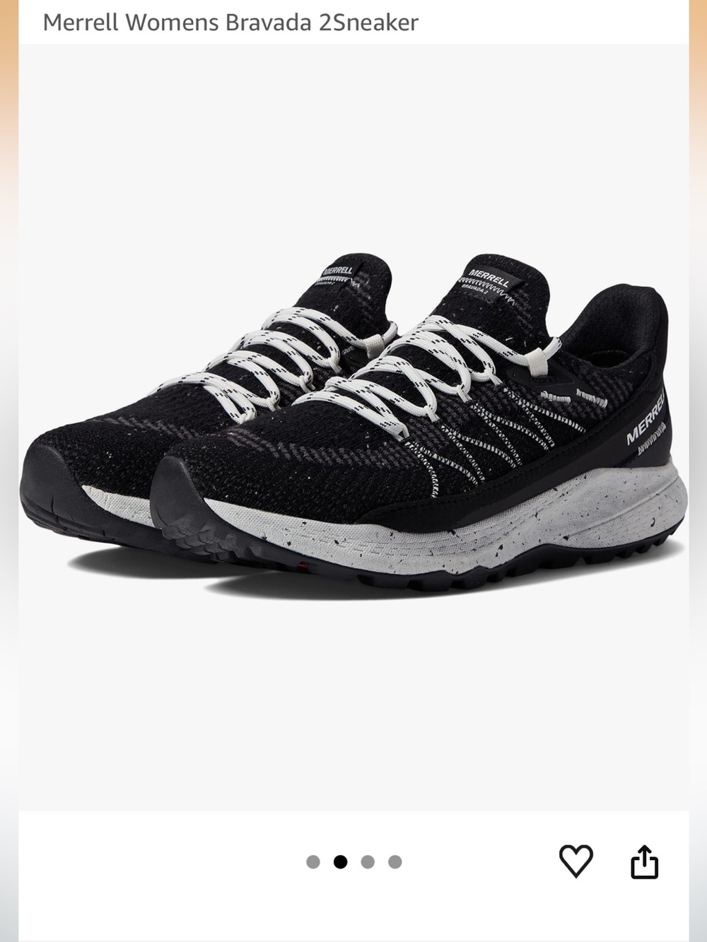 Merrell Black Bravado Knit hiking shoes with White Tag Detail women’s 8 wide